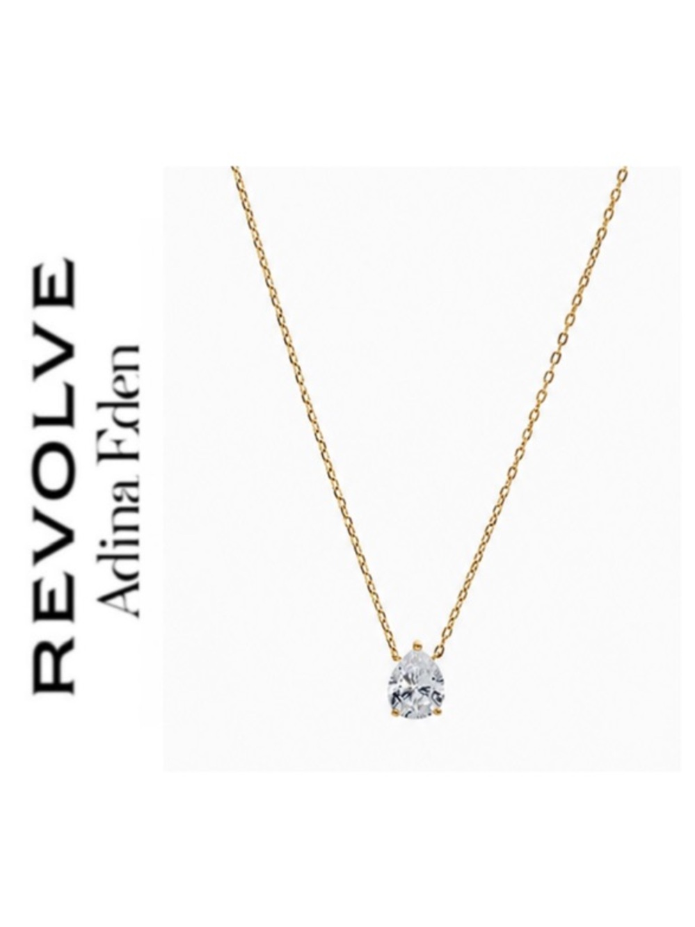 Adina Eden Pear-Cut Moissanite Solitaire Gold Pendant Necklace